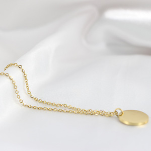Simple Round 18K Gold Pendant <b>Necklace</b> For Daily Wear Gift Jewelry - Product Image 4