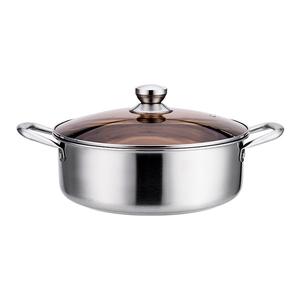 Casserole en acier inoxydable de qualité alimentaire 2023 avec séparateur et couvercle en verre grande marmite pour chauffe-plats à <span class=keywords><strong>induction</strong></span> - Product Image 1
