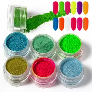 6colors/set Neon Powder Nail Glitter Fluorescent Pigment Colorful Nail Art Dipping Dust Nail Polish Dust UV Gel Decoration