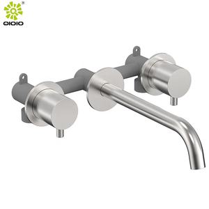 Modern Bathroom Concealed Wall-Mounted Dual Handle 304 Lead-Free Stainless Steel Ceramic <strong>Valve</strong> Core Metered <strong>Wash</strong> <strong>Basin</strong> Faucet - Product Image 1