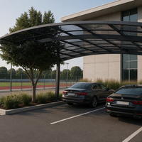 Abri de voiture de type M, durable, avec revêtement UV de 50 à 100 micromètres, plaque en polycarbonate solide, construction avec drainage frontal