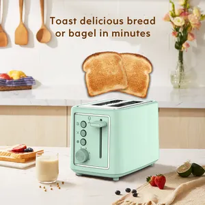 New Mini Compact Design Electric Plastic Housing Bread Toaster 2 Slice Buns Baking Pop Up Retro Toaster