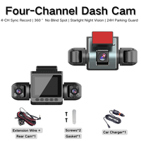 Nouvelle caméra embarquée pour voiture avec écran 2,0 pouces, 4 canaux, Full HD 1080P, vision nocturne infrarouge, WiFi, enregistreur de conduite 4 canaux