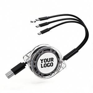 Câble de charge rétractable multi-USB personnalisé avec logo, cadeau promotionnel en gros, câble portable 3 en 1 - Product Image 1