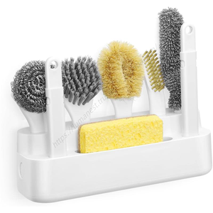 Juego de cepillos dispensadores de jabón al por mayor con 4 cabezales reemplazables y soporte, dispensador de jabón para fregar platos y cocina - Product Image 1