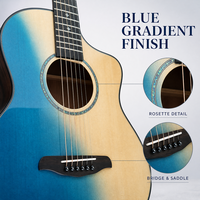 Gitar Akustik Solid Spruce Top 36 40 41 Inch Cutaway Senar Baja Finishing Gradasi Biru Grosir OEM ODM