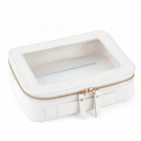 Sac de maquillage transparent en cuir PU imperméable avec fermeture éclair, grand sac de voyage pour articles de toilette pour femmes, trousse de toilette personnalisée