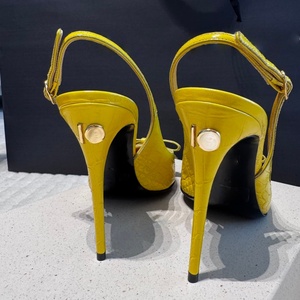 Luxury Bright Yellow Glossy Patent Bow Decor Women <b>Heels</b> Pointed Toe Thin High <b>Heel</b> Pumps For Ladies Party Dating Wedding - Product Image 2