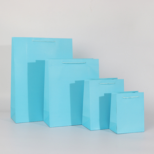 2024 nouveaux sacs fourre-tout en papier Kraft bleu ciel de qualité supérieure plusieurs tailles de Stock sacs à provisions cadeaux - Product Image 6