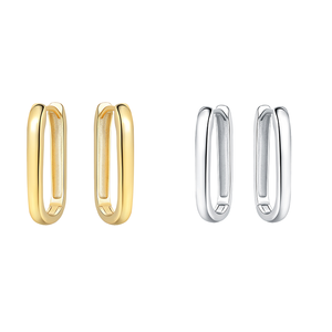Boucles d'oreilles minimalistes en laiton blanc, simples et lisses, en forme de U, pour un usage quotidien féminin - Product Image 1