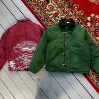 Chaqueta de Trabajo TOPSHOW Personalizada con Hebilla de Bombero, Cierre de Mosquetón, Lavado Ácido, Estilo Desgastado, Lona de Algodón, para Carpintero