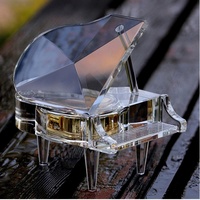 Groothandel Kristallen Bruiloft Verjaardag Valentijnsgeschenken Souvenir Kristallen Ambachten Muziekdoosje met liedje Kristallen Grand Piano