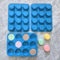 Moule à muffins en silicone de qualité alimentaire 12 trous, moule rond antiadhésif pour la cuisson