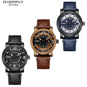 นาฬิกา <span class=keywords><strong>Overfly</strong></span> EYKI สำหรับผู้ชาย ปรับแต่งโลโก้ได้ ตัวเรือนสแตนเลส สายหนัง ระบบควอตซ์ แฟชั่น นาฬิกาเท่ๆ สำหรับผู้ชาย - Product Image 4