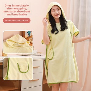New Adult <b>Bathrobe</b> Large and Long <b>Hooded</b> Wearable Yukata Quick-Dry and Absorbent Compressed Towel for Home Use - Product Image 3