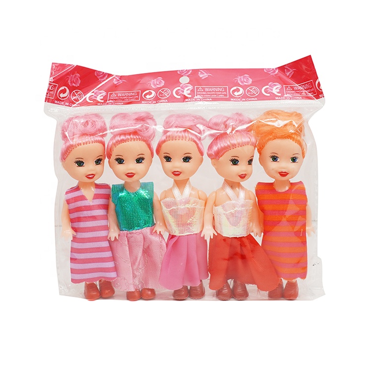 5pcs/set Plastic Pretty Girls Doll 4 inch Baby Dolls Girl Toys