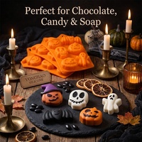 Moule à gâteau en silicone premium à 6 cavités, antiadhésif, réutilisable, résistant à la chaleur, pour four, formes variées, idéal pour Halloween, vente en gros usine