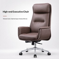 Chaise de bureau de direction en cuir PU de luxe, ergonomique, réglage multi-niveaux, vérin à gaz certifié, roulettes silencieuses, base en acier monobloc