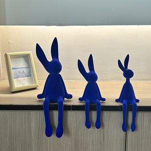 Ornements de lapin en résine modernes haut de gamme, simples, floqués, assis, pour meuble TV, meuble à vin, décorations pour le salon - Product Image 6