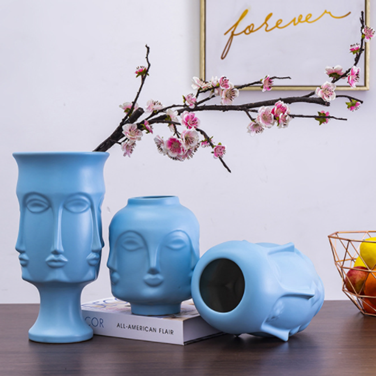 Light luxury personality home living room study decoration American portrait art decoration face ceramic vase
