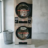 Lavadora-Secadora Comercial Apilable de 20 KG de Bajo Ruido, Operada con Monedas, Tarjeta o Código QR para Áreas de Lavado Públicas en Apartamentos
