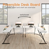 Ailichen L-Vormige Gaming Desk 51 "Thuiskantoor Met Ronde Hoek Computerbureau Met Grote Monitor Standaard Bureaublad Wit