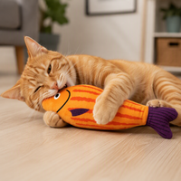 Jouets pour chats en polyester pelucheux de luxe, jouets pour chats à la catnip, jouets pour chats en forme de poisson, jouets interactifs pour animaux de compagnie, jouets doux pour chats en forme de poisson
