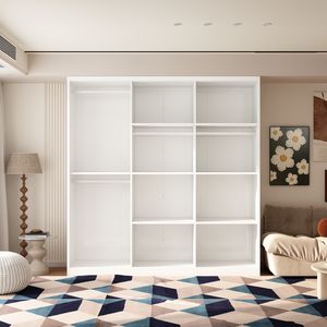 Freistehender Moderner Stahl-Schiebeschrank mit 6 Regalen zur Kleideraufbewahrung Umweltfreundliches Schlafzimmermöbel Einfache Montage - Product Image 5