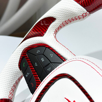 Volante de fibra de carbono de estilo rojo y blanco para Dodge Challenger Charger RT Durango SRT Scat Pack 392 Super Bee