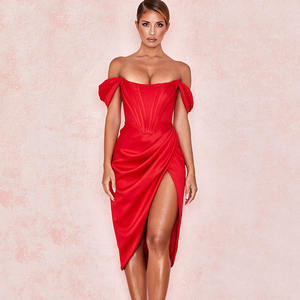 D & M-vestido elegante <span class=keywords><strong>de</strong></span> fiesta para mujer, ropa <span class=keywords><strong>de</strong></span> graduación con hombros descubiertos, vestido <span class=keywords><strong>de</strong></span> <span class=keywords><strong>noche</strong></span> ajustado Sexy - Product Image 2