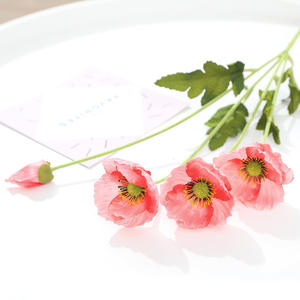 2023 Drop shipping popolare vendita calda 3 teste fiore di natale papavero artificiale di seta per la decorazione domestica - Product Image 2