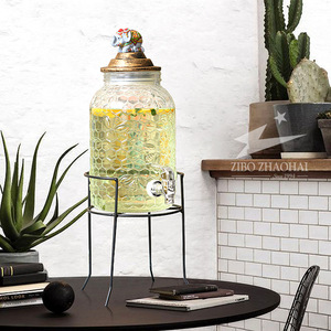 Pot à jus en verre scellé de style européen avec <span class=keywords><strong>robinet</strong></span> en plastique machine à boissons transparente libre-service baril de vin pour restaurant - Product Image 2