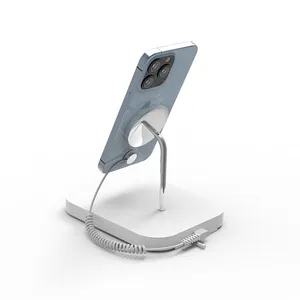 새로운 디자인 무선 자화 휴대 전화 도난 방지 장치 디스플레이 스탠드 체험 테이블 실제 전화 홀더 브래킷