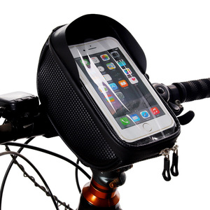 Bolsa para manillar de bicicleta, bolsillo negro impermeable para teléfono con pantalla táctil, accesorio de ciclismo con almacenamiento en tubo superior de alta capacidad - Product Image 3