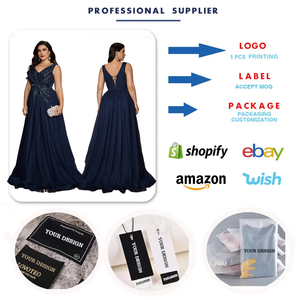 <span class=keywords><strong>Vestidos</strong></span> de Noche de Lujo Talla Grande LY2755D para Mujer, Sin Mangas, Cuello en V, Lentejuelas Bordadas, Adornados con Cuentas, Color Azul Marino, Vestido Formal para Fiesta - Product Image 3