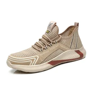 Dinggu-zapatos de seguridad para hombre y mujer, zapatillas deportivas ligeras y transpirables con punta de acero, calzado de trabajo atlético para exteriores