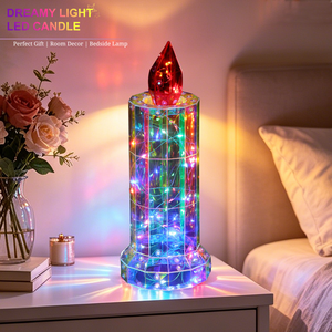 Lampe LED 3D prismatique irisée, lumière de bougie holographique RGB, alimentée par USB, écologique, faite à la main, lampe décorative moderne, décoration de la maison - Product Image 4