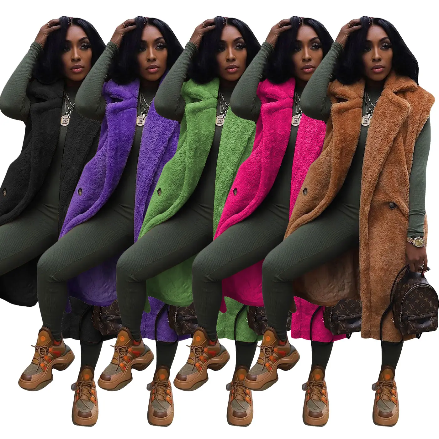 Giacca di Parka da donna invernale nuova giacca di pelliccia di visone ampia alla moda cappotti di pelliccia di visone lunghi senza maniche soprabito di peluche