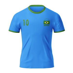 Maglia <span class=keywords><strong>da</strong></span> Calcio Personalizzata Brasile Numero 10 Ricamo Stampa a Caldo Alta Qualità Multicolore Maglietta Sportiva Corta Unisex per Giocatori - Product Image 5