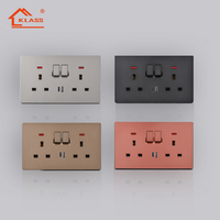 Commutateur de vitesse mural gris prise électrique avec USB A + C, UK 13A prise d'alimentation avec prise USB interrupteur mural universel à bouton poussoir