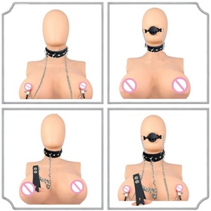 Набор для БДСМ: ошейник, зажимы для сосков, металлическая цепь, секс-игрушка для взрослых женщин и пар - Product Image 4