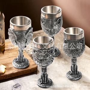 Juego de 4 vasos creativos con cabeza de animal en 3D, de acero inoxidable, decorativos, para beber, para el hogar, bar, fiestas, regalo. - Product Image 1