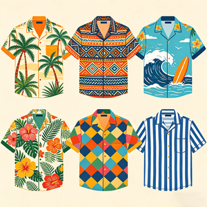 Camicia Hawaiana da Uomo Personalizzata OEM in Rayon con Stampa Foglie di Palma, Taglie Forti, Colletto Camp, Manica Corta, Abbigliamento Estivo da Resort - Product Image 2