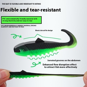<span class=keywords><strong>Tayu</strong></span> 5,5 cm 2G cola rizada suave gusano cebo negro Pit señuelo pesca para carpa Crappie Bass Snakehead fabricante al por mayor - Product Image 4