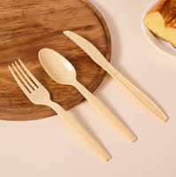 Kits de couverts de camping jetables écologiques en gros, transparents, robustes, emballés sous film cellophane 3*1 4*1, avec sacs refermables en plastique OPP
