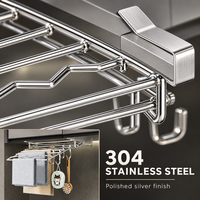Étagère de rangement suspendue sous l'armoire, double niveau, pliable, en acier inoxydable 304, avec système de fixation, porte-serviettes de cuisine coulissant
