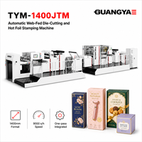 Cortador de Estampagem a Quente com Alimentação por Rolo (Web-fed) de Passagem Única para Caixas de Papelão Coloridas 9000s/h 1400mm Rolo a Rolo Contínuo Integrado TYM-1400JTM