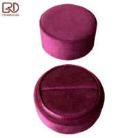 Boîte à bijoux en velours bordeaux de luxe ROGOOD, forme cylindrique, boîte d'emballage pour bagues et boucles d'oreilles, accepte le logo personnalisé P1965