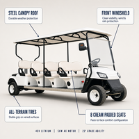 Voiture de golf électrique à batterie 72v certifiée CE, haute capacité, 8 places, avec option de couleur personnalisée