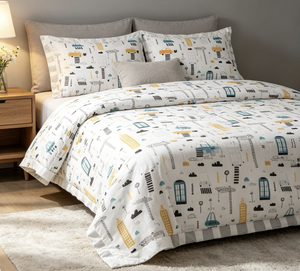 Ensemble de literie moderne 3 pièces 100 % coton pour bébé et enfant, housse de <span class=keywords><strong>couette</strong></span> et taie d'oreiller 120x90 cm pour lit de bébé 12 mois et plus (Renards) - Product Image 3